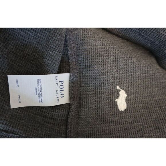 Polo Ralph Lauren PWLC2F Men's Sz M Charcoal Heather Waffle L/S Crew Shirt - Picture 7 of 9